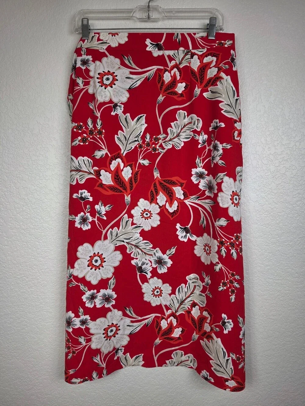 Ann Taylor Factory Red Floral Wrap Skirt Size 16
